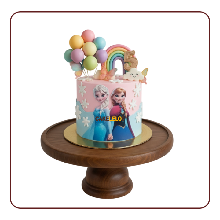 Elsa Theme Cake in Kudasan – A magical Frozen-inspired designer cake crafted for enchanting birthday celebrations