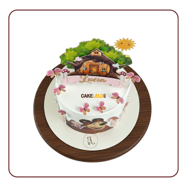 Masha Forest Theme Cake in Kudasan | Cartoon Woodland Cake