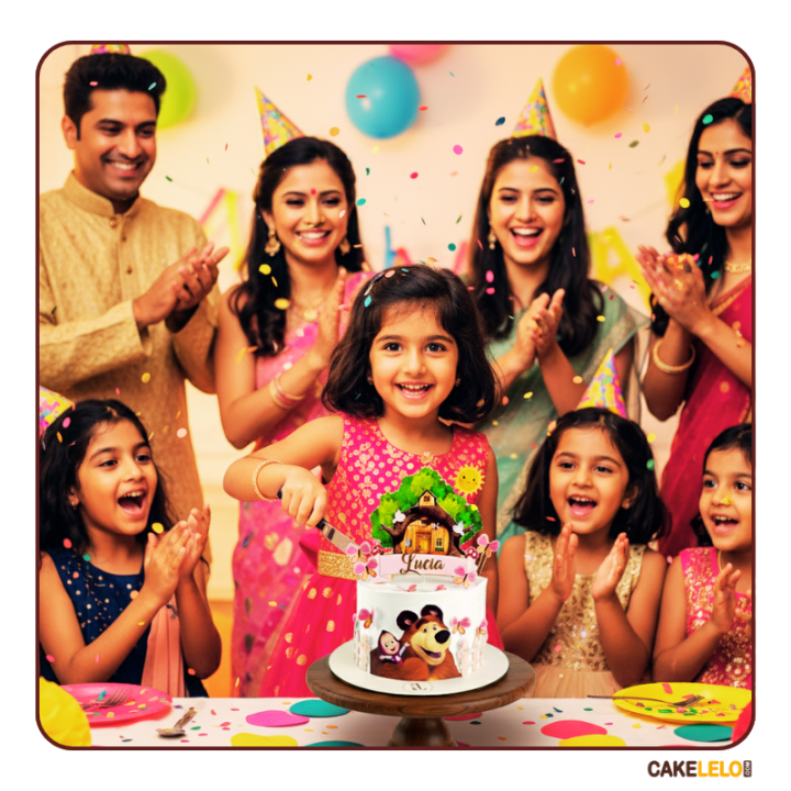 Masha Forest Theme Cake in Kudasan | Cartoon Woodland Cake