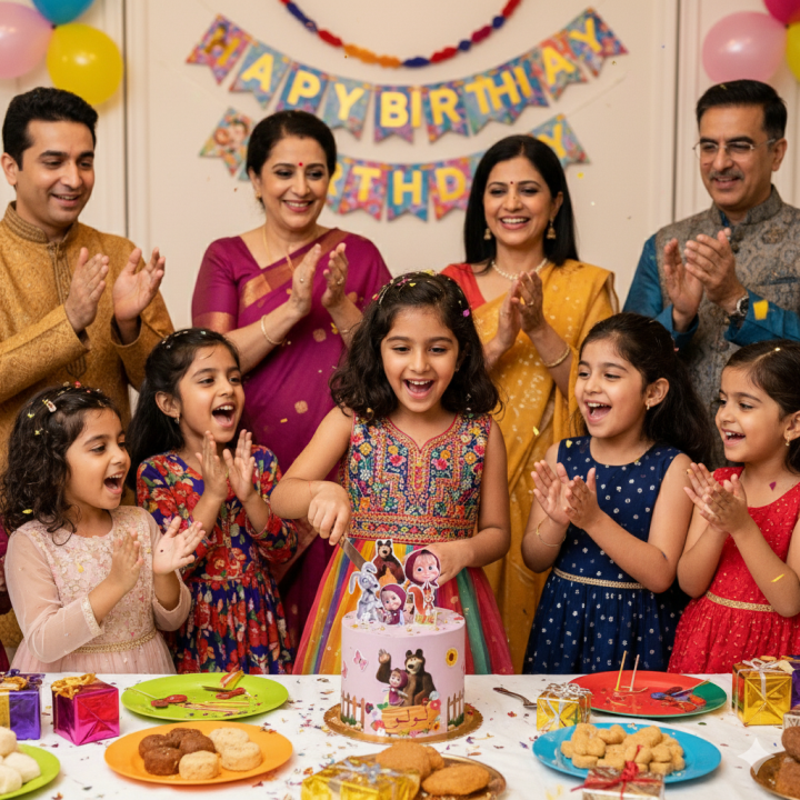 Mash and Bear World Cake in Kudasan| Cartoon Birthday Cake