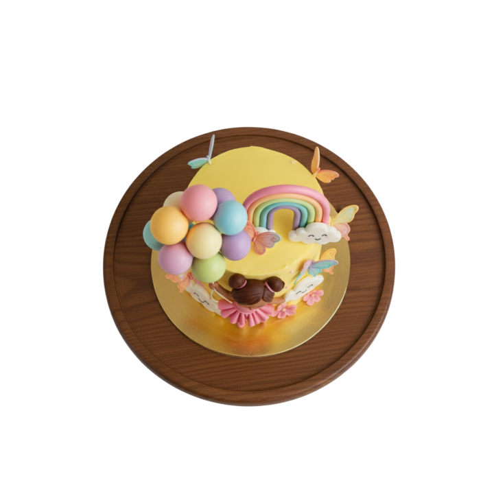 Girl with Rainbow Cake in Kudasan | Colorful Celebration Photography