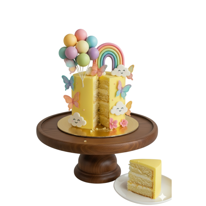 Girl with Rainbow Cake in Kudasan | Colorful Celebration Photography