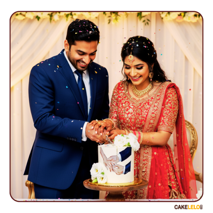 Love Blossom Engagement Cake with red and pink roses, available at bakery in Kudasan Gandhinagar for ring ceremony