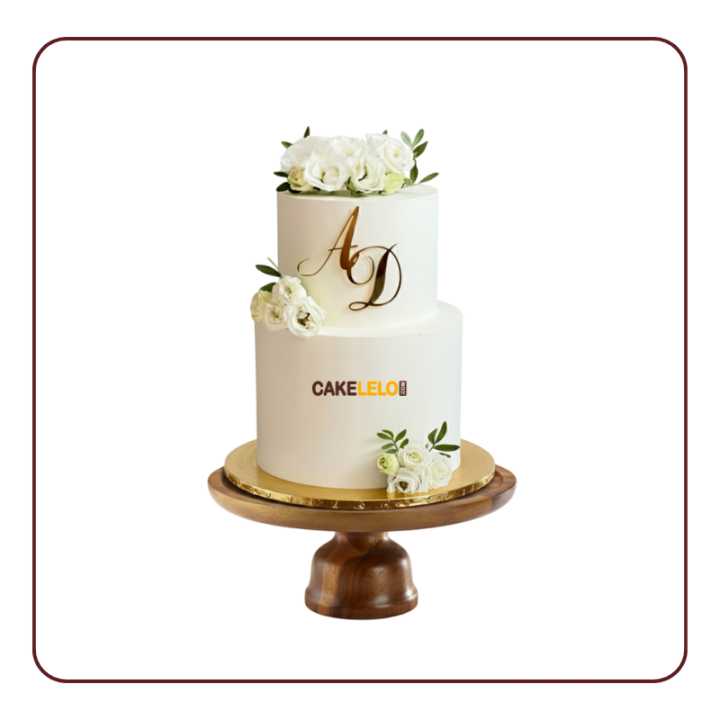 Love Knot themed engagement cake with intertwined fondant design, available at bakery in Kudasan Gandhinagar for ring ceremony.