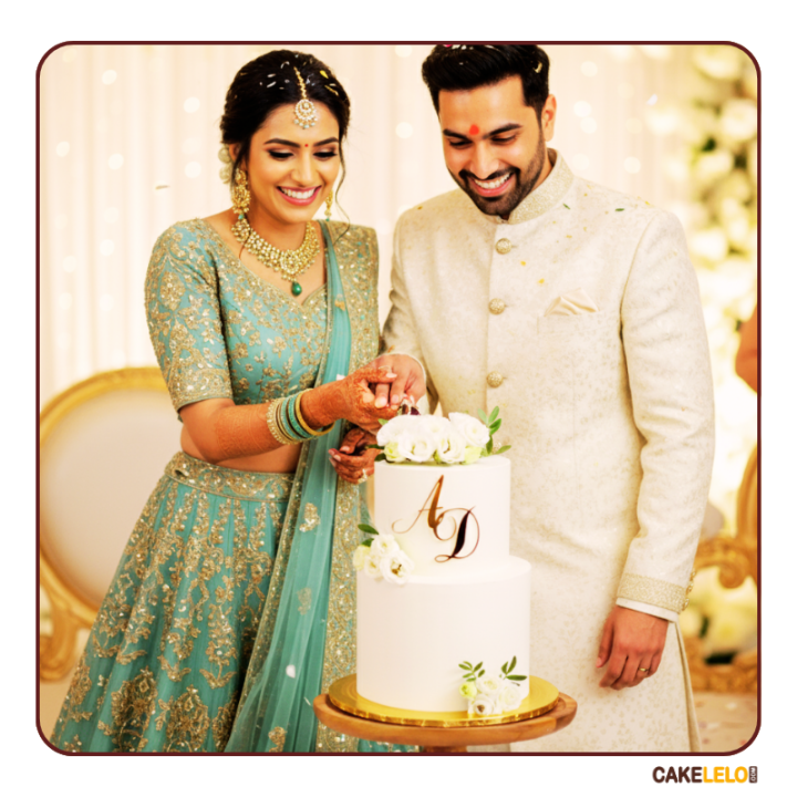 Love Knot themed engagement cake with intertwined fondant design, available at bakery in Kudasan Gandhinagar for ring ceremony.