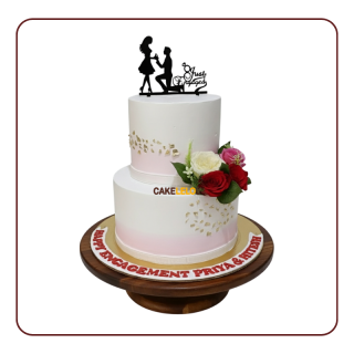 Romantic Rose Cake with red floral piping and elegant frosting, best wedding cake delivery in Kudasan Gandhinagar.