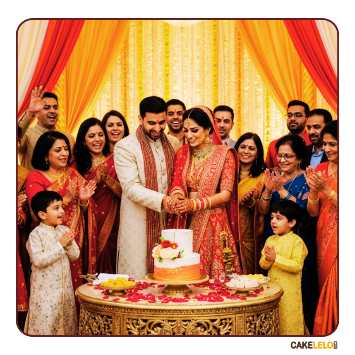 Fairy Tale Forever Cake with pastel tiers and elegant detailing, premium wedding cake design in Kudasan Gandhinagar