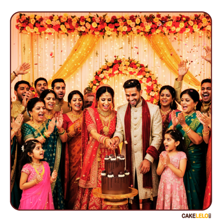 Marble Romance Cake – modern grey and gold marbled wedding cake with geometric tiers for luxury receptions in Kudasan