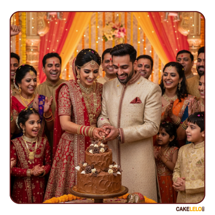 Choco Wedding Cake – a rich multi-tier chocolate truffle wedding cake with ganache drip for celebrations in Kudasan.