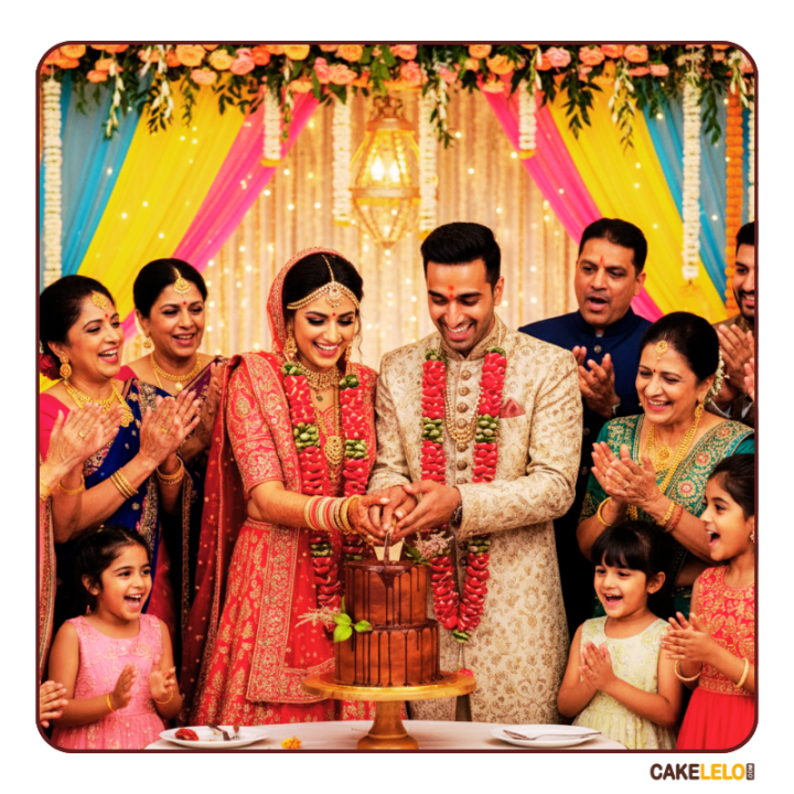 Sweet Destiny Cake – elegant pastel wedding cake with intertwined hearts and soft ombre tiers for romantic couples in Kudasan.