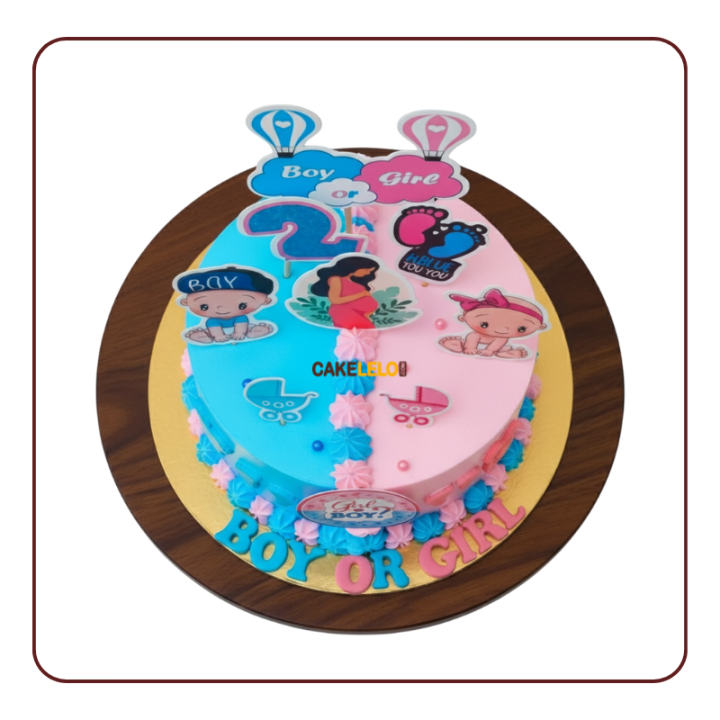 Dreamland Clouds Cake Kudasan | Blue/Pink Baby Shower Bakery