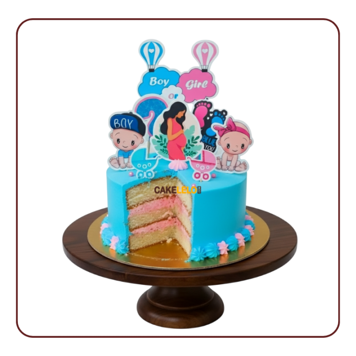 Dreamland Clouds Cake Kudasan | Blue/Pink Baby Shower Bakery