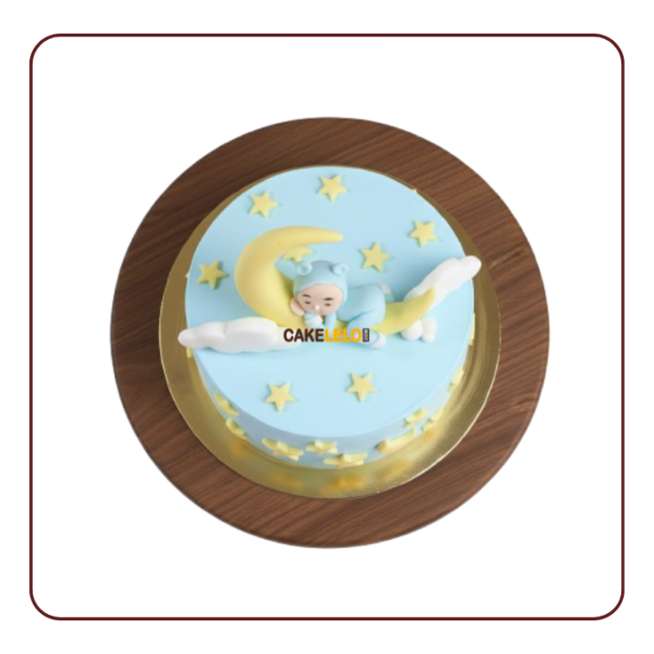 First Cradle Cake Kudasan | Moon Theme Baby Shower Bakery