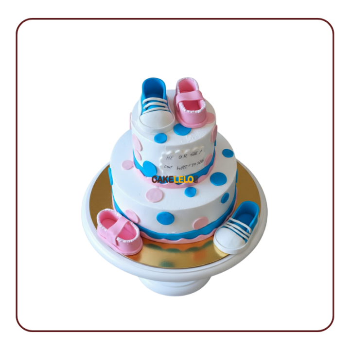Little Feet Cake Kudasan | Two-Tier Baby Shower Bakery