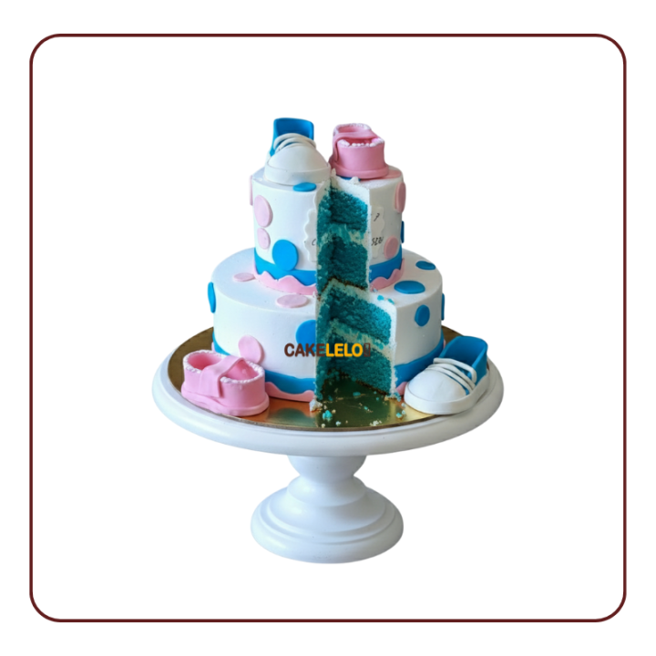 Little Feet Cake Kudasan | Two-Tier Baby Shower Bakery