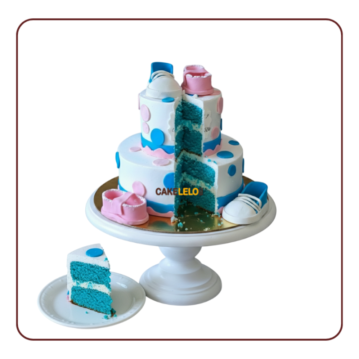 Little Feet Cake Kudasan | Two-Tier Baby Shower Bakery