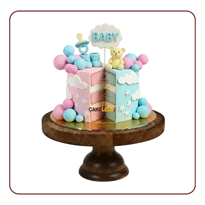 Pastel Hugs Gender Reveal Cake | Top Rated Bakery Kudasan