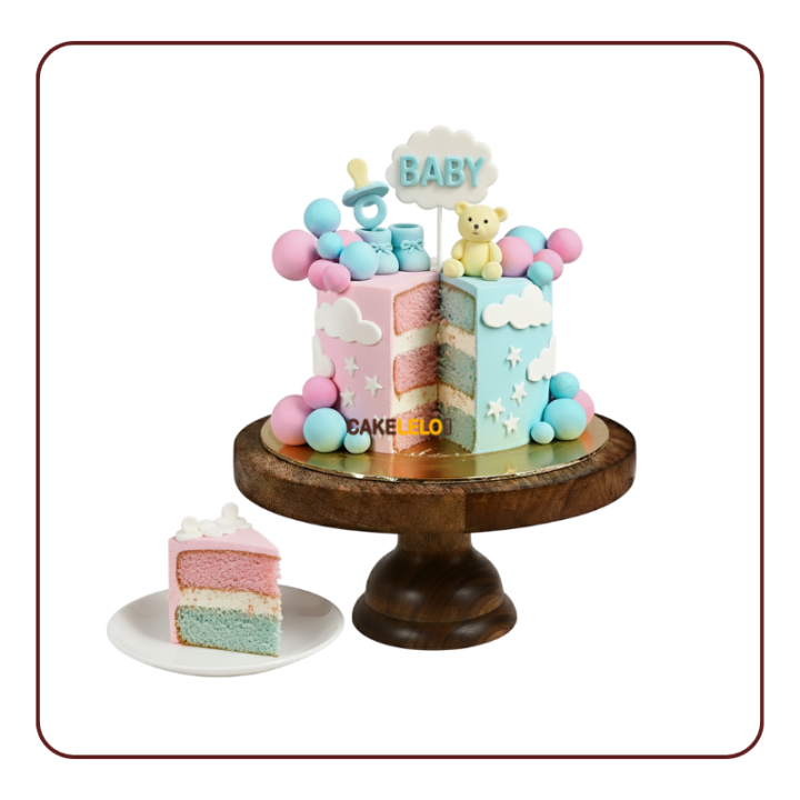 Pastel Hugs Gender Reveal Cake | Top Rated Bakery Kudasan