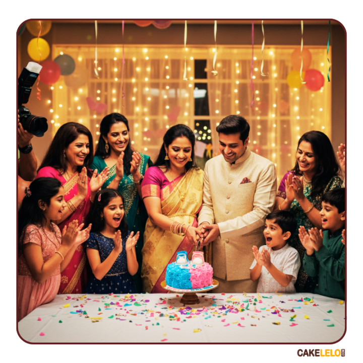 Sweet Arrival Cake | Gender Reveal Cake with Baby Shoes in Kudasan