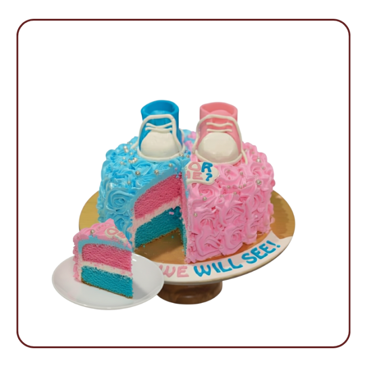 Sweet Arrival Cake | Gender Reveal Cake with Baby Shoes in Kudasan