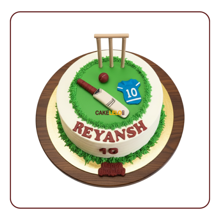 Reyansh Cricket Cake | Minimalist Sports Cake in Gandhinagar
