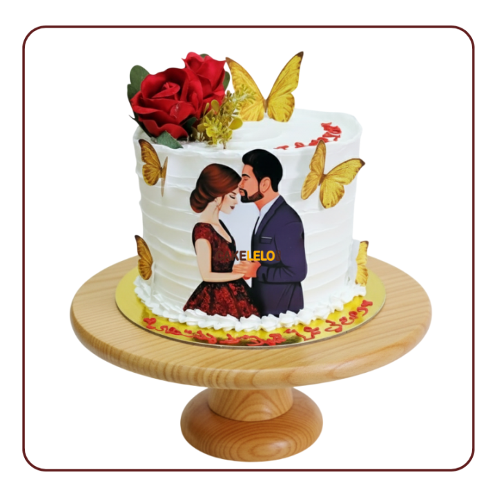 Soulmate Celebration Cake featuring interlocking heart design and duo-flavor layers for anniversary in Kudasan Gandhinagar.